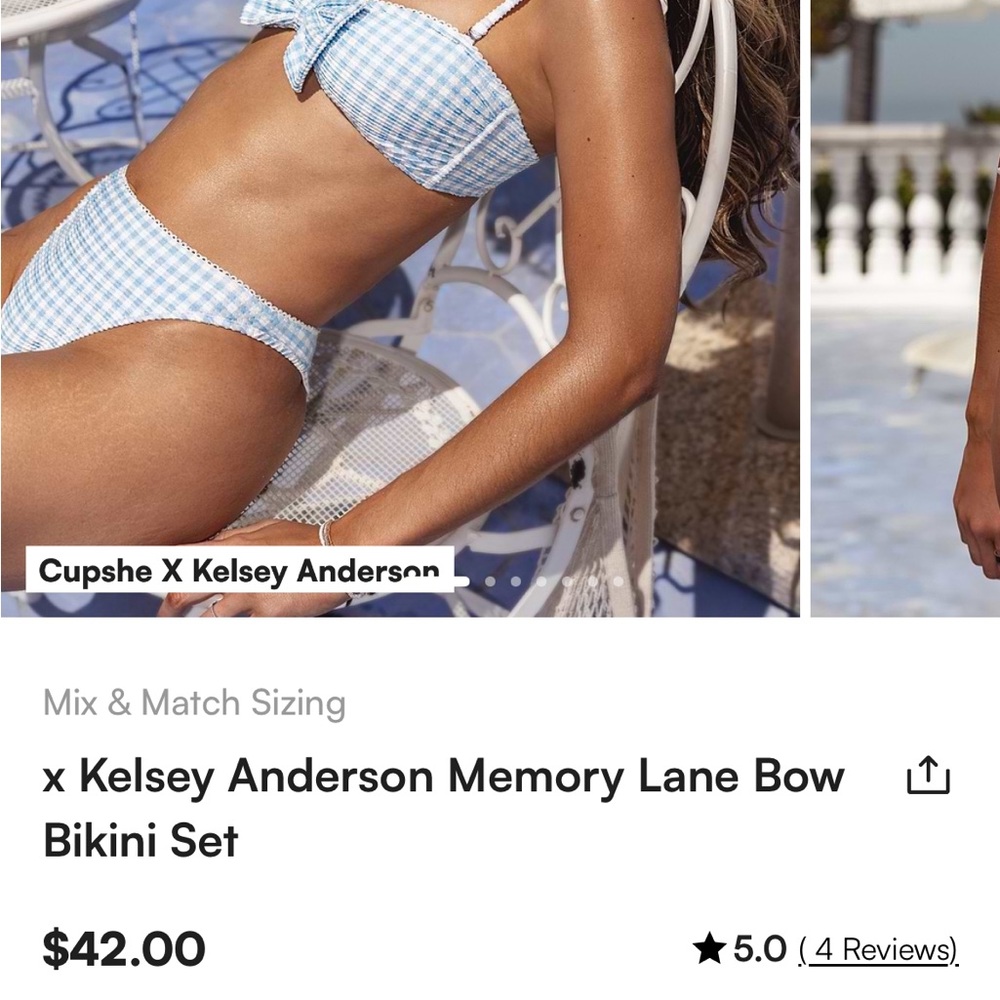 Cupshe Blue and White Checkered Bikini